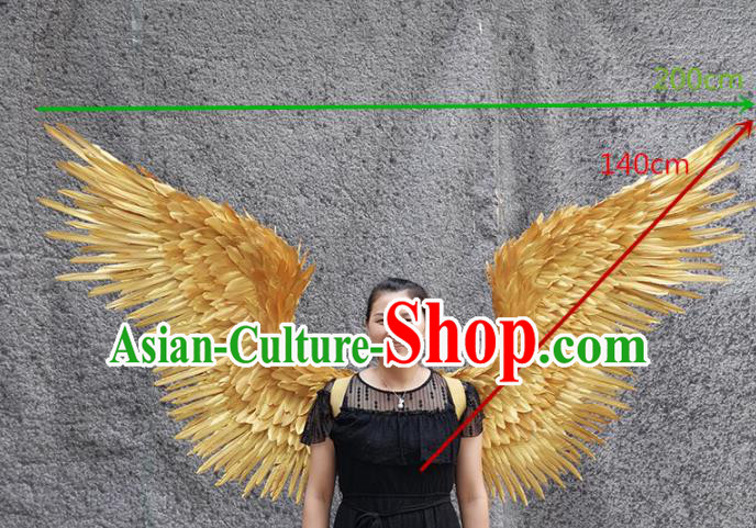 Professional Halloween Stage Show Golden Feather Angel Wings Brazilian Carnival Catwalks Prop for Women