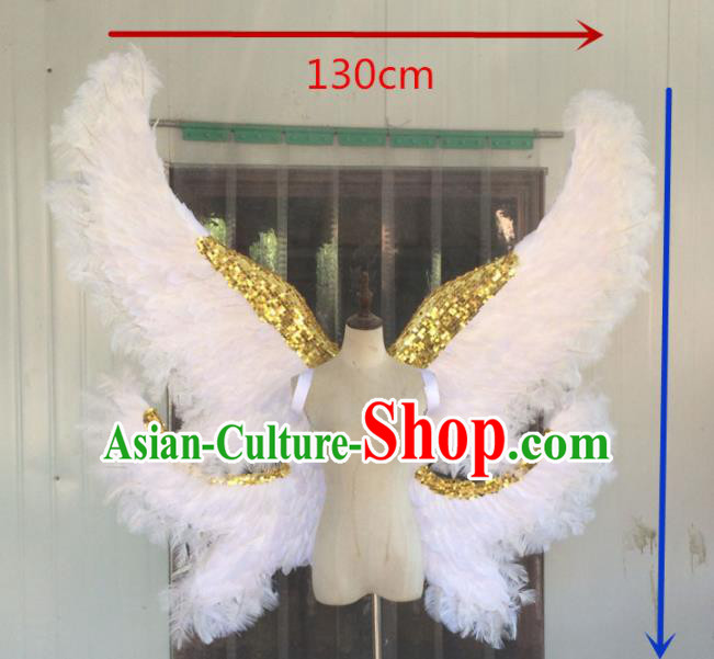 Professional Halloween Stage Show White Feather Butterfly Angel Wings Brazilian Carnival Catwalks Prop for Women