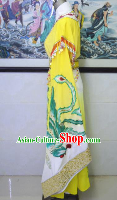 Chinese Traditional Peking Opera Queen Yellow Embroidered Dress Ancient Empress Costume for Women