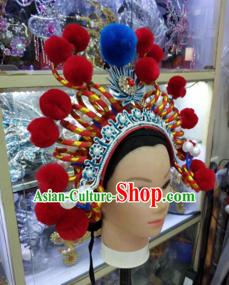 Chinese Traditional Peking Opera Female Swordsman Hat Handmade Beijing Opera Hair Accessories for Women