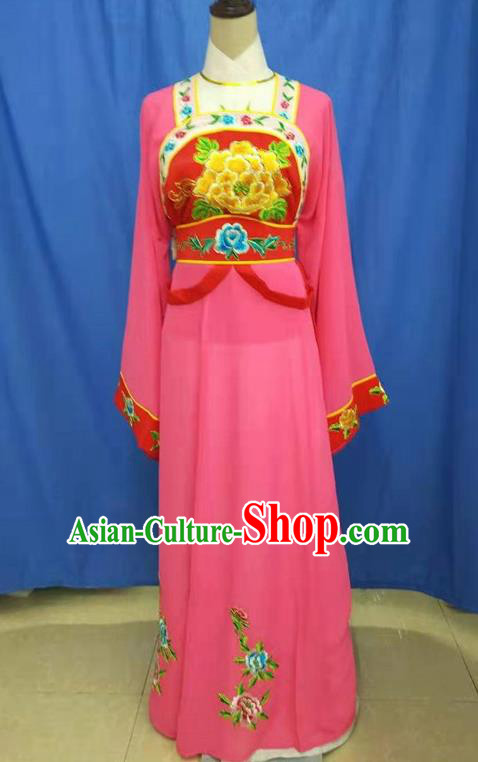 Chinese Traditional Peking Opera Servant Girl Rosy Dress Ancient Court Maid Costume for Women