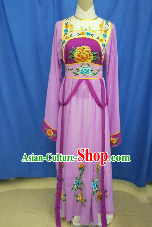 Chinese Traditional Peking Opera Servant Girl Purple Dress Ancient Court Maid Costume for Women