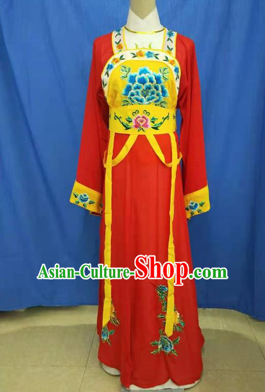 Chinese Traditional Peking Opera Servant Girl Red Dress Ancient Court Maid Costume for Women