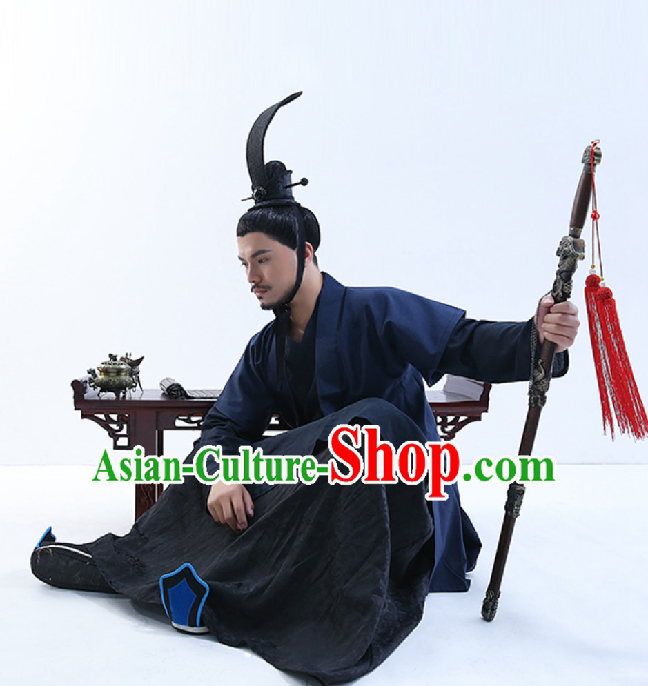 Yue Fei Superhero General Ancient Style Costume Hanfu Dresses Han Fu Garment Outfits Complete Set for Men