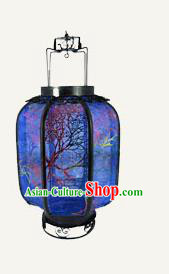Chinese Traditional Handmade Iron Royalblue Palace Lantern New Year Ceiling Lamp