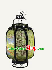 Chinese Traditional Handmade Iron Light Green Palace Lantern New Year Ceiling Lamp