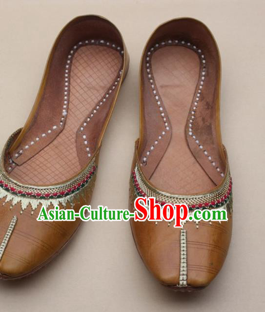 Asian Nepal National Handmade Shoes Indian Traditional Folk Dance Leather Shoes for Women