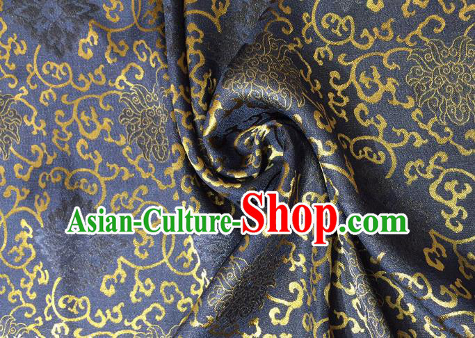 Asian Chinese Traditional Chrysanthemum Pattern Design Navy Gambiered Guangdong Gauze Fabric Silk Material