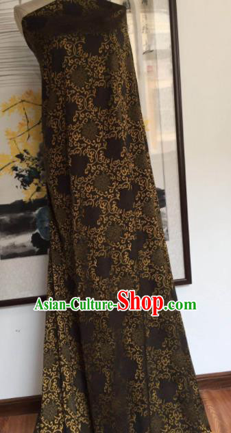 Asian Chinese Traditional Chrysanthemum Pattern Design Brown Gambiered Guangdong Gauze Fabric Silk Material