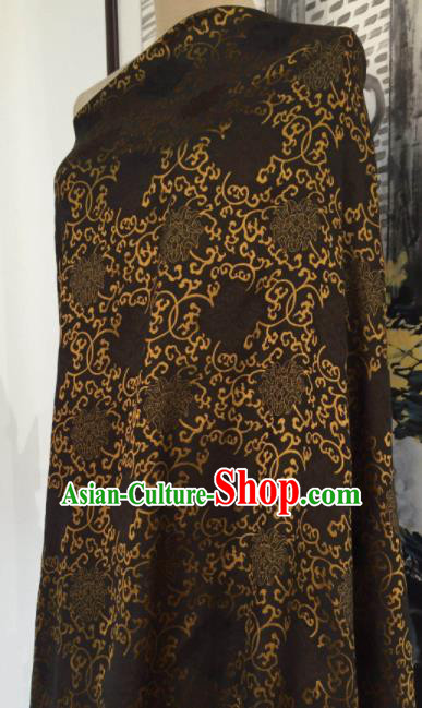 Asian Chinese Traditional Chrysanthemum Pattern Design Brown Gambiered Guangdong Gauze Fabric Silk Material