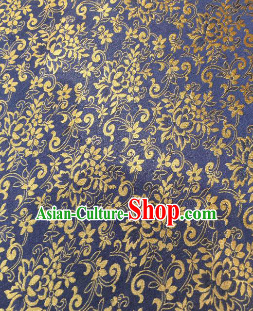 Asian Chinese Traditional Pattern Design Royalblue Gambiered Guangdong Gauze Fabric Silk Material