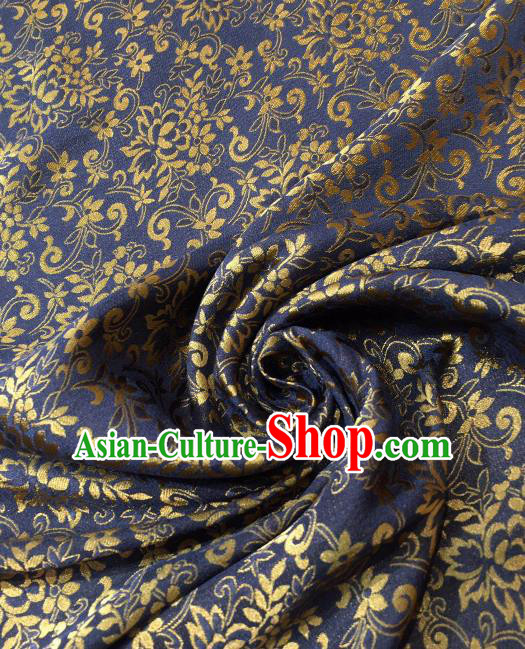 Asian Chinese Traditional Pattern Design Royalblue Gambiered Guangdong Gauze Fabric Silk Material