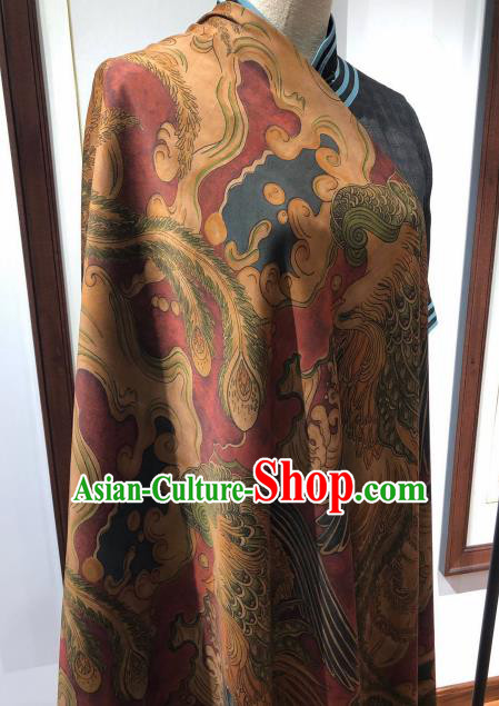Asian Chinese Traditional Phoenix Pattern Design Purplish Red Gambiered Guangdong Gauze Fabric Silk Material