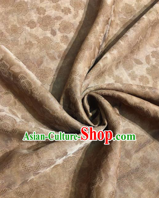 Asian Chinese Traditional Roses Pattern Design Khaki Gambiered Guangdong Gauze Fabric Silk Material