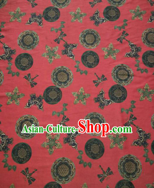 Asian Chinese Traditional Pattern Design Red Gambiered Guangdong Gauze Fabric Silk Material