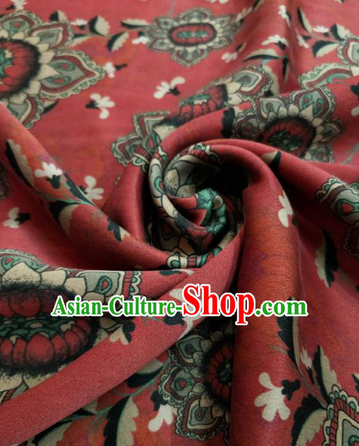 Asian Chinese Traditional Sunflowers Pattern Design Red Gambiered Guangdong Gauze Fabric Silk Material