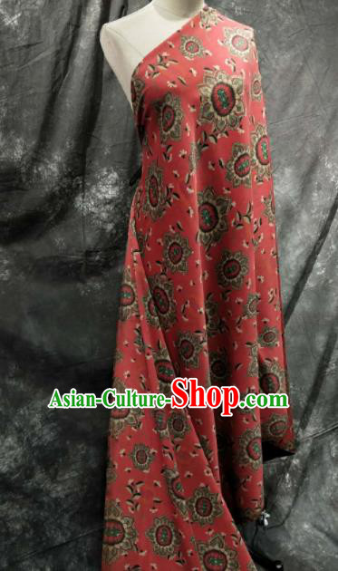 Asian Chinese Traditional Sunflowers Pattern Design Red Gambiered Guangdong Gauze Fabric Silk Material