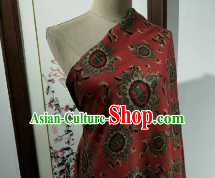 Asian Chinese Traditional Sunflowers Pattern Design Red Gambiered Guangdong Gauze Fabric Silk Material