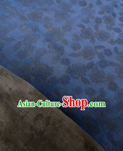 Asian Chinese Traditional Roses Pattern Design Navy Gambiered Guangdong Gauze Fabric Silk Material