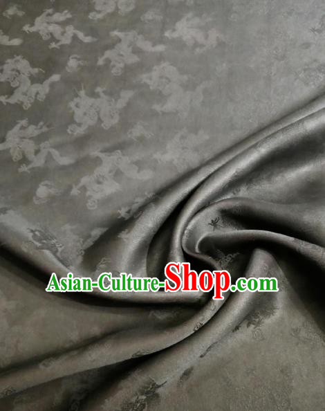Asian Chinese Traditional Dragons Pattern Design Black Gambiered Guangdong Gauze Fabric Silk Material