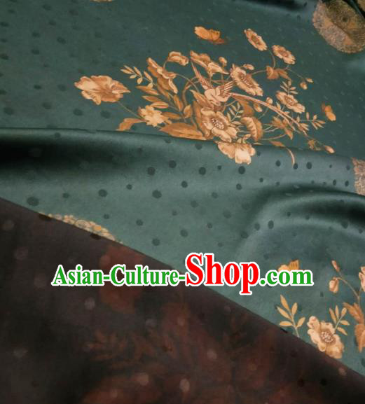 Asian Chinese Traditional Flowers Pattern Design Atrovirens Gambiered Guangdong Gauze Fabric Silk Material