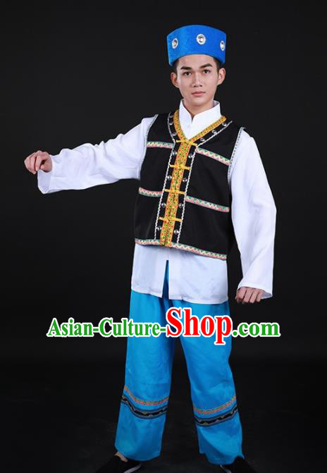 Chinese Traditional Bonan Nationality Festival Outfits Ethnic Minority Folk Dance Stage Show Costume for Men