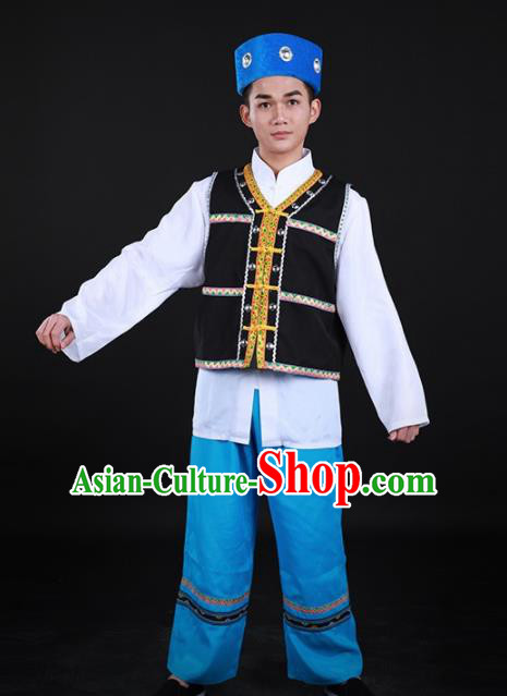 Chinese Traditional Bonan Nationality Festival Outfits Ethnic Minority Folk Dance Stage Show Costume for Men