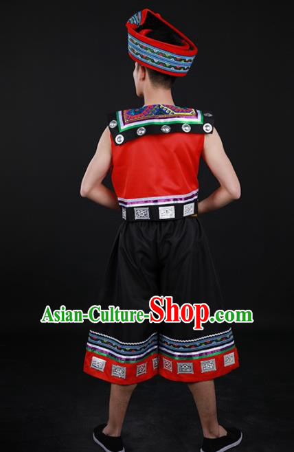 Chinese Traditional Luoba Nationality Festival Outfits Lhoba Ethnic Minority Folk Dance Stage Show Costume for Men