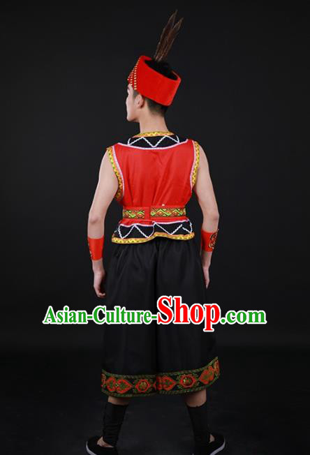 Chinese Traditional Gaoshan Nationality Festival Outfits Ethnic Minority Folk Dance Stage Show Costume for Men