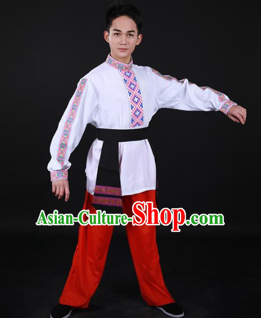 Chinese Traditional Nationality Festival Outfits Ethnic Minority Folk Dance Stage Show Costume for Men