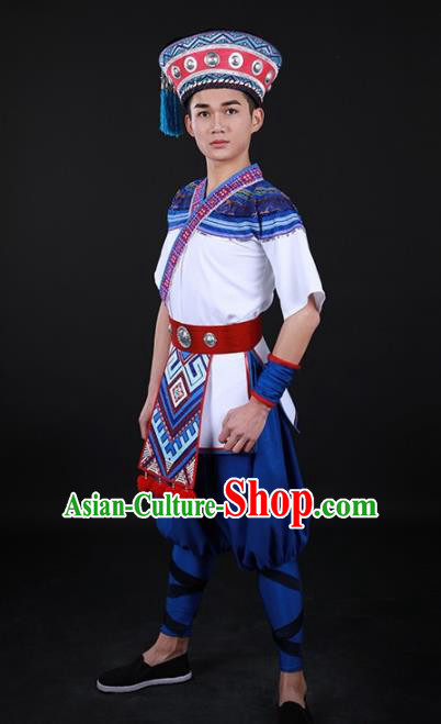 Chinese Traditional Yao Nationality Festival Outfits Ethnic Minority Folk Dance Stage Show Costume for Men