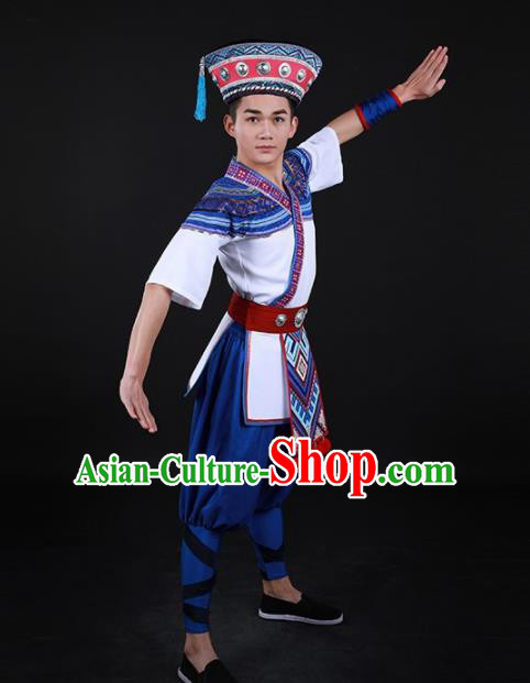 Chinese Traditional Yao Nationality Festival Outfits Ethnic Minority Folk Dance Stage Show Costume for Men