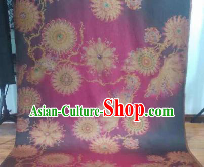 Asian Chinese Traditional Wheels Pattern Design Purple Gambiered Guangdong Gauze Fabric Silk Material