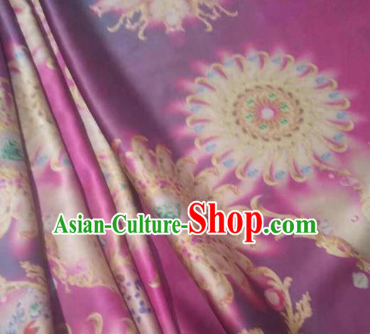 Asian Chinese Traditional Wheels Pattern Design Purple Gambiered Guangdong Gauze Fabric Silk Material