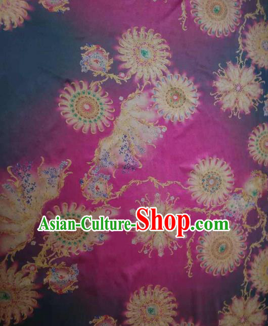 Asian Chinese Traditional Wheels Pattern Design Purple Gambiered Guangdong Gauze Fabric Silk Material