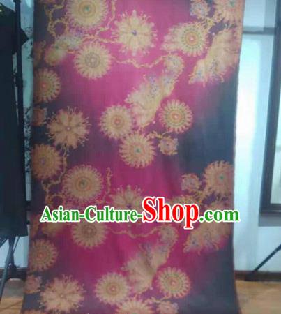Asian Chinese Traditional Wheels Pattern Design Purple Gambiered Guangdong Gauze Fabric Silk Material