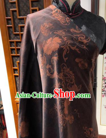 Asian Chinese Traditional Pattern Design Deep Grey Gambiered Guangdong Gauze Fabric Silk Material