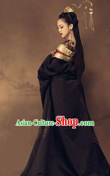 Chinese Ancient Imperial Consort Black Hanfu Dress Traditional Han Dynasty Court Queen Costumes for Women