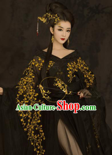 Chinese Ancient Court Princess Black Hanfu Dress Traditional Ming Dynasty Imperial Consort Costumes for Women