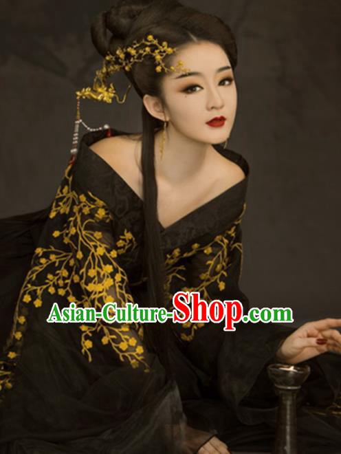 Chinese Ancient Court Princess Black Hanfu Dress Traditional Ming Dynasty Imperial Consort Costumes for Women