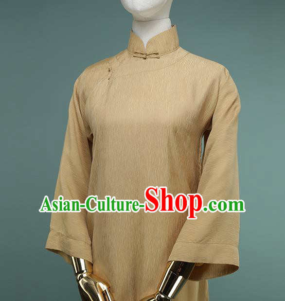 Chinese Traditional Khaki Silk Cheongsam Costume Republic of China Mandarin Qipao Dress for Women