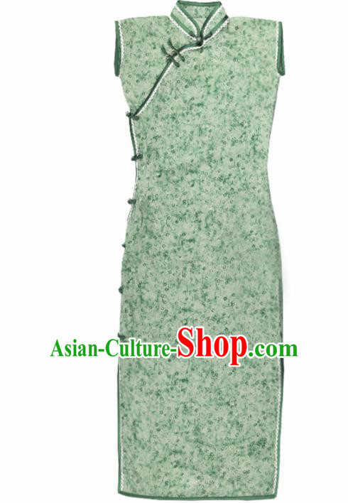 Chinese Traditional Light Green Cheongsam Costume Republic of China Mandarin Qipao Dress for Women