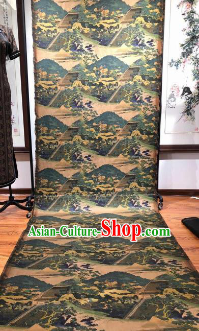 Asian Chinese Traditional Pine Pattern Design Ginger Gambiered Guangdong Gauze Fabric Silk Material
