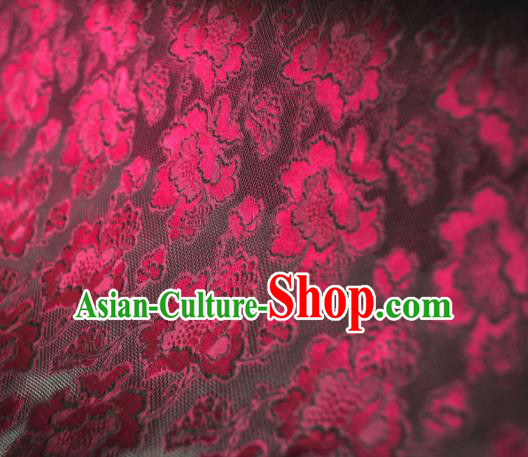 Asian Chinese Traditional Wine Red Roses Pattern Design Gambiered Guangdong Gauze Fabric Silk Material