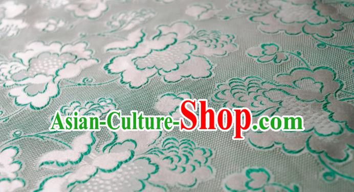 Asian Chinese Traditional Green Roses Pattern Design Gambiered Guangdong Gauze Fabric Silk Material
