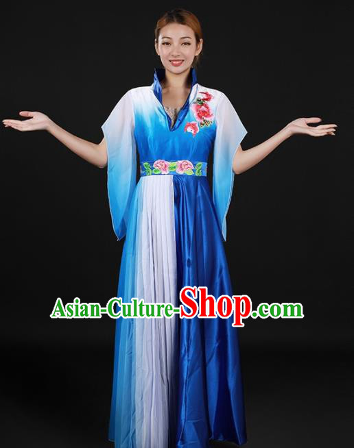 Chinese Spring Festival Gala Opening Dance Blue Dress Traditional Chorus Classical Dance Costume for Women
