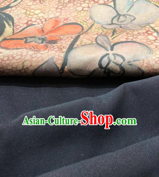 Asian Chinese Traditional Flowers Pattern Design Pink Gambiered Guangdong Gauze Fabric Silk Material