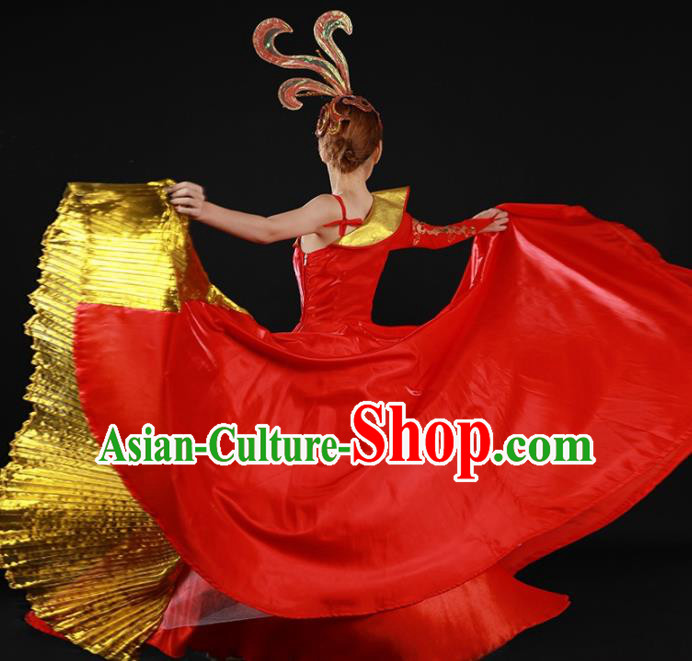 Chinese Spring Festival Gala Classical Dance Red Dress Traditional Chorus Peony Dance Costume for Women