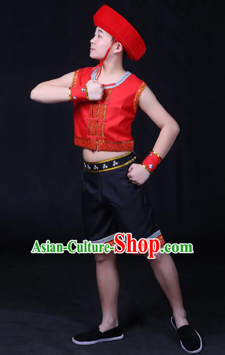 Chinese Traditional Jing Nationality Festival Compere Outfits Ethnic Minority Folk Dance Stage Show Costume for Men
