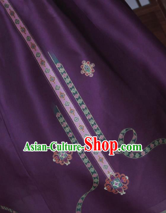Korean Traditional Garment Hanbok Pink Blouse and Purple Dress Outfits Asian Korea Fashion Costume for Women